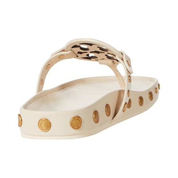 Tory Burch Miller  LAST ONES!  Cloud Coin Thong Sandals New Cream Ivory Leather - Picture 7 of 11